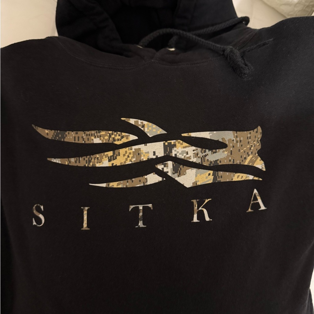 Sitka Black Hoodie with Camouflage Design